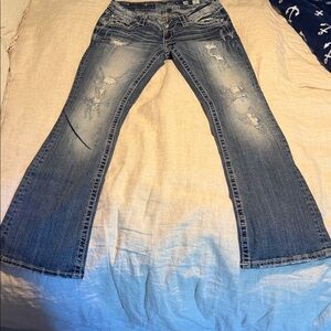 Stylish Blue Distressed Women's Jeans